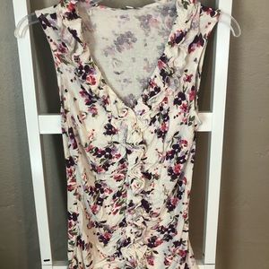 Floral V neck tank top
